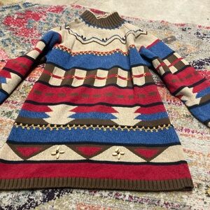 Liz Claiborne Sport Vintage Knit Beaded Colorful Outdoor Tribal Southwestern m